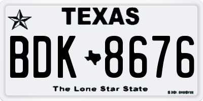 TX license plate BDK8676