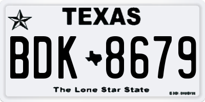 TX license plate BDK8679