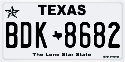 TX license plate BDK8682