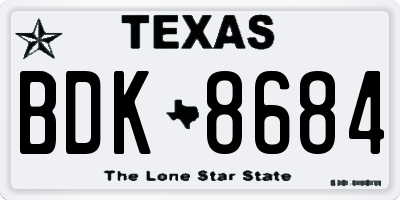 TX license plate BDK8684