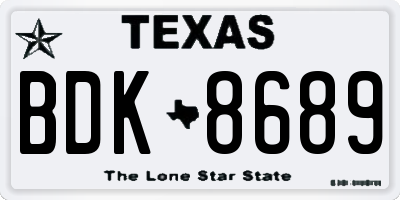 TX license plate BDK8689