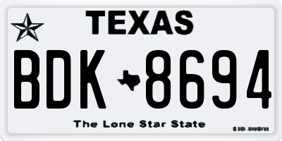 TX license plate BDK8694