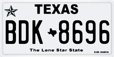 TX license plate BDK8696