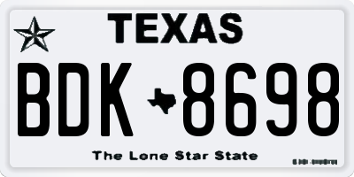 TX license plate BDK8698