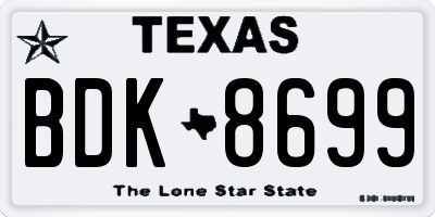 TX license plate BDK8699
