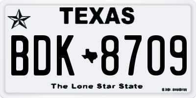 TX license plate BDK8709
