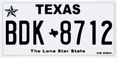 TX license plate BDK8712