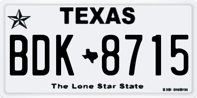 TX license plate BDK8715