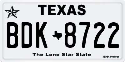 TX license plate BDK8722