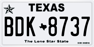 TX license plate BDK8737
