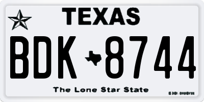 TX license plate BDK8744