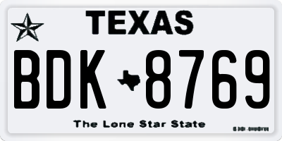 TX license plate BDK8769