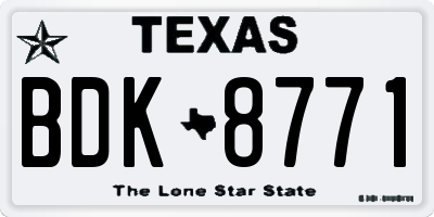 TX license plate BDK8771