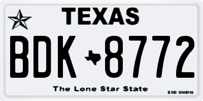 TX license plate BDK8772