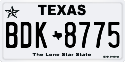 TX license plate BDK8775