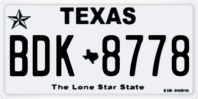 TX license plate BDK8778