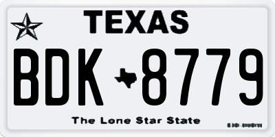 TX license plate BDK8779