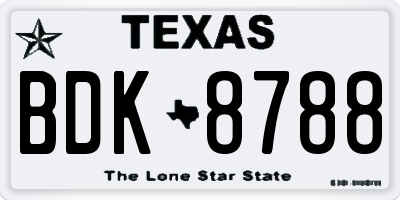 TX license plate BDK8788