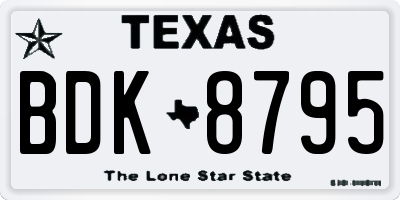 TX license plate BDK8795