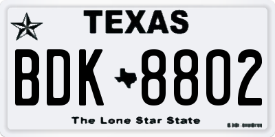 TX license plate BDK8802