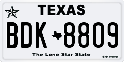 TX license plate BDK8809