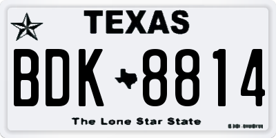 TX license plate BDK8814