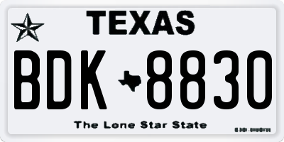 TX license plate BDK8830