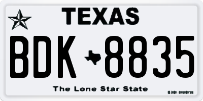 TX license plate BDK8835