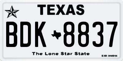 TX license plate BDK8837