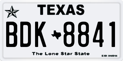 TX license plate BDK8841
