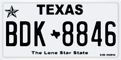 TX license plate BDK8846