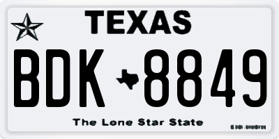 TX license plate BDK8849
