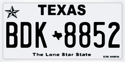 TX license plate BDK8852