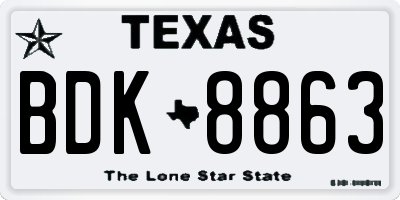 TX license plate BDK8863
