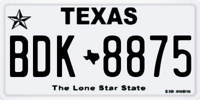 TX license plate BDK8875
