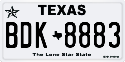 TX license plate BDK8883