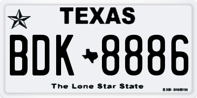 TX license plate BDK8886
