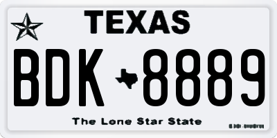TX license plate BDK8889