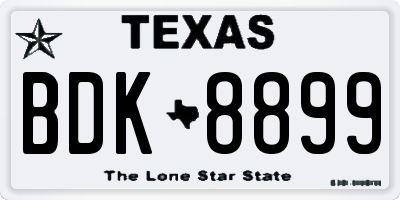 TX license plate BDK8899
