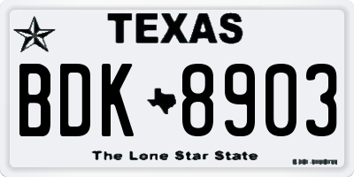 TX license plate BDK8903