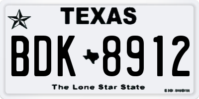 TX license plate BDK8912
