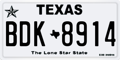 TX license plate BDK8914