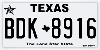 TX license plate BDK8916