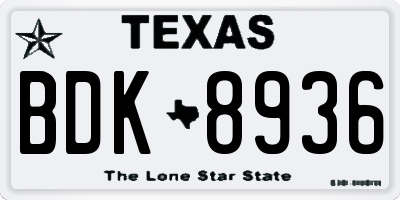 TX license plate BDK8936