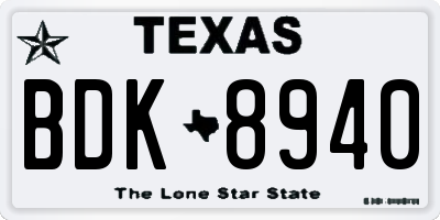 TX license plate BDK8940