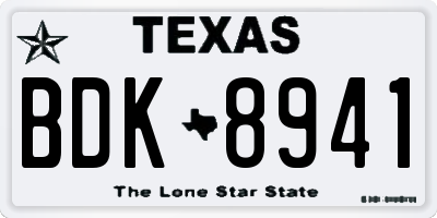 TX license plate BDK8941
