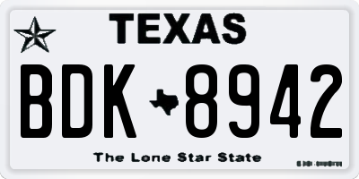 TX license plate BDK8942