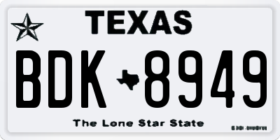 TX license plate BDK8949