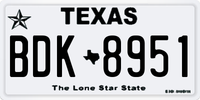 TX license plate BDK8951