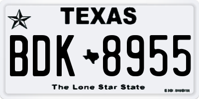 TX license plate BDK8955